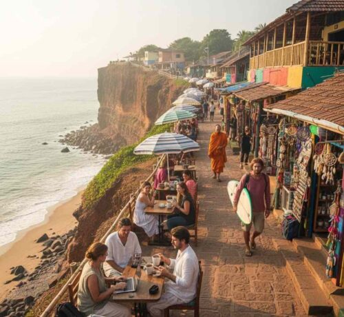 vibrant North Cliff walk in Varkala