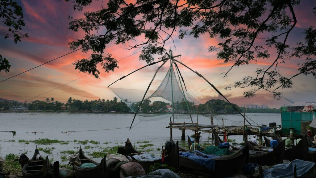 Chinese fishing nets in Fort Kochi Kerala